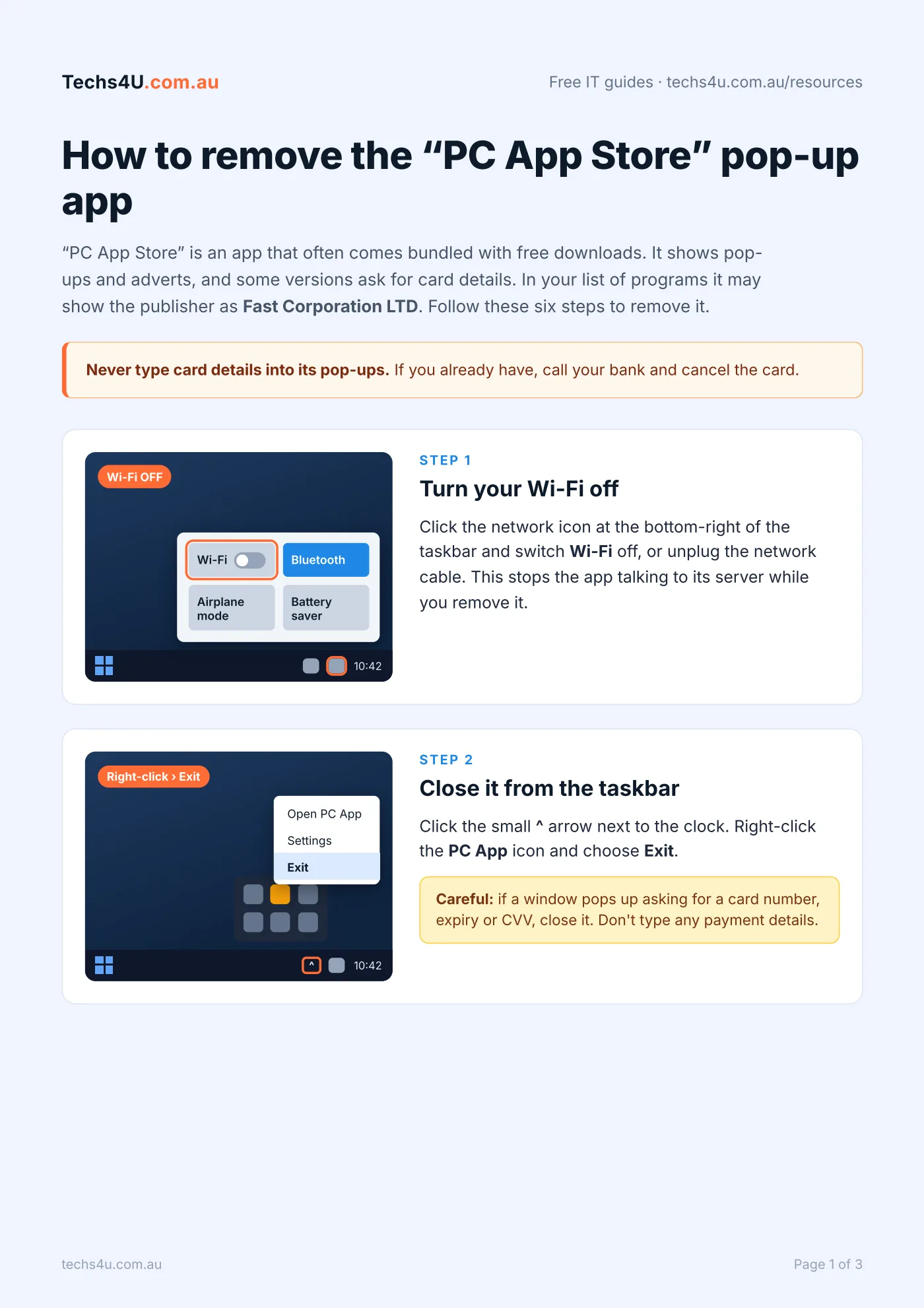 How to remove the "PC App Store" pop-up app from Windows — page 1 of 3