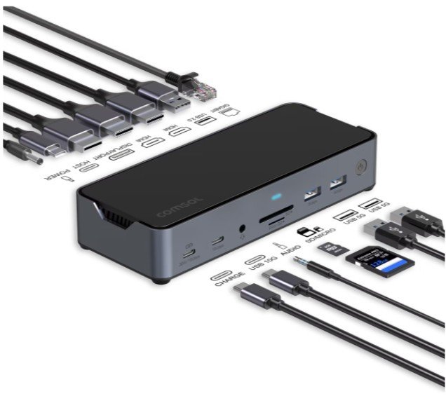 Comsol 14-port triple monitor USB-C docking station