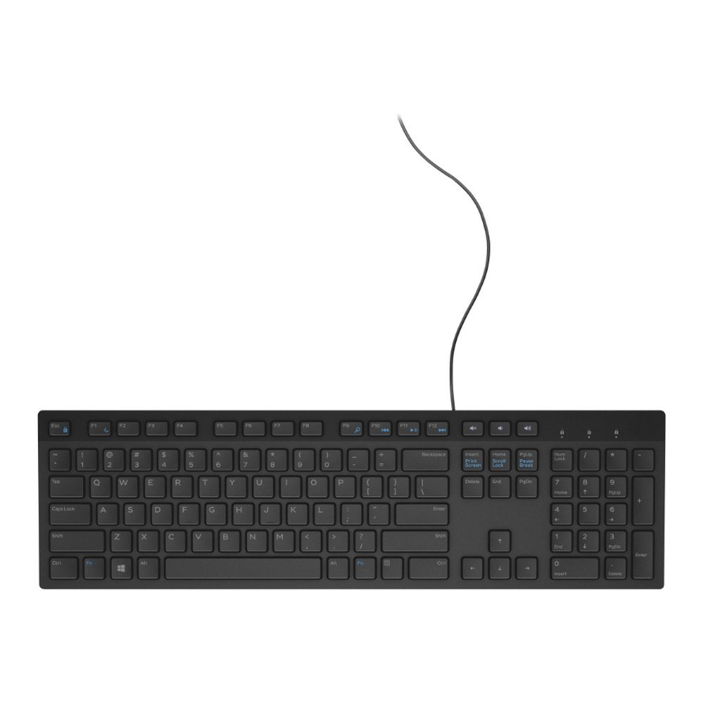 Dell KB216 black wired USB multimedia keyboard, full-size layout with number pad