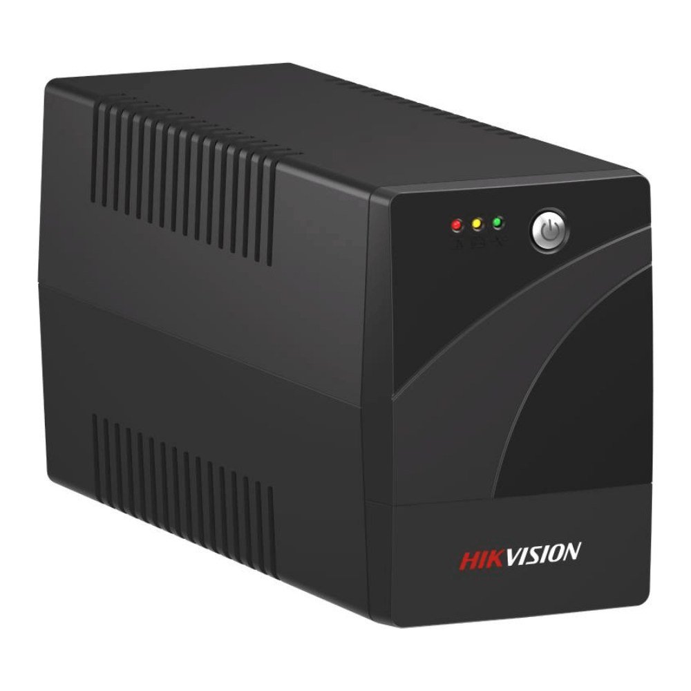 Hikvision UPS1000-R 1000VA line-interactive UPS in black with front status LEDs