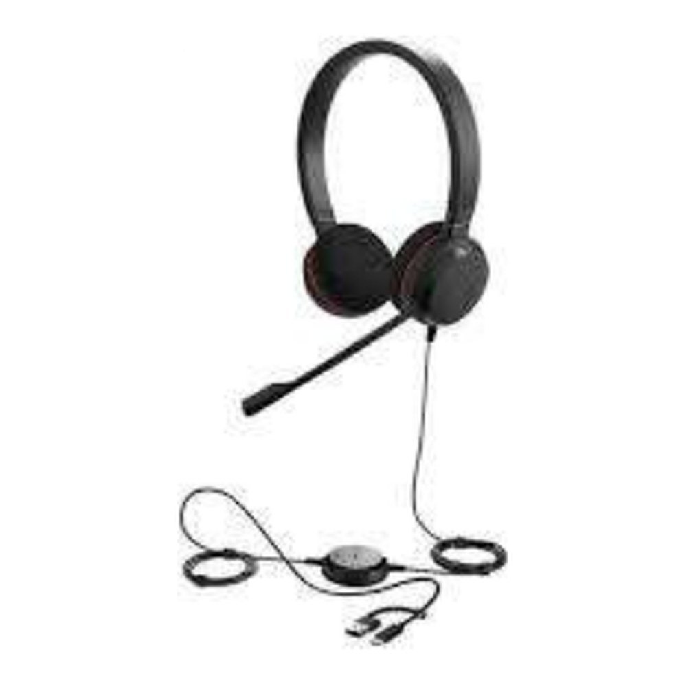 Jabra Evolve 20 SE black stereo headset with noise-cancelling boom microphone