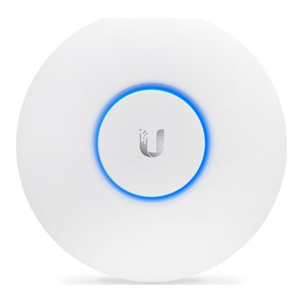Ubiquiti UniFi U7 Pro white ceiling-mount WiFi 7 access point with blue LED ring